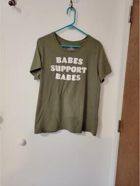 PositiviTees Olive Green Graphic T-Shirt, Size 2X